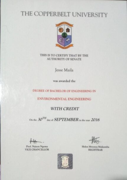 Buy Degree From the The Copperbelt University