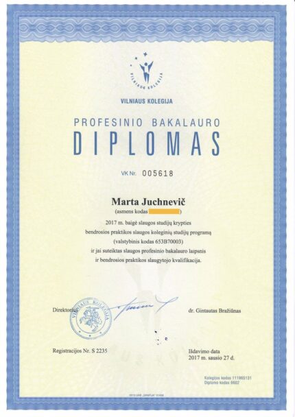 Buy college degree from The Vilniaus kolegija