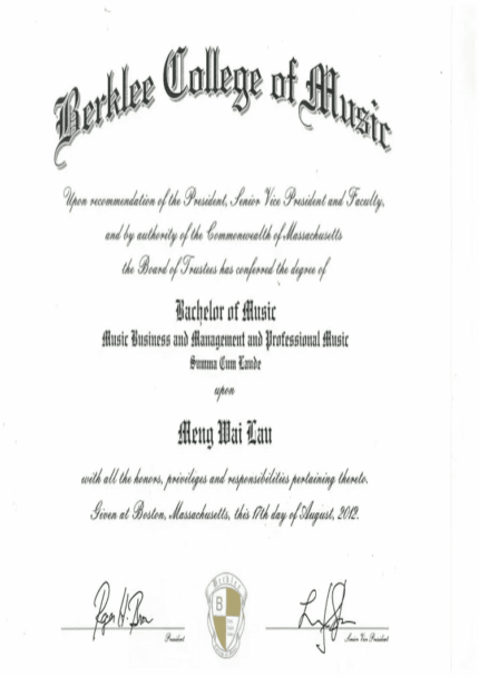 Buy college degree from The Berklee College of Music