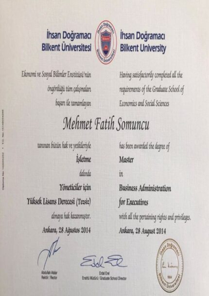 Buy college degree from the Bilkent Üniversitesi