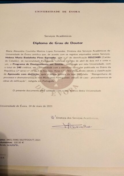 Buy college degree from the Universidade de Évora