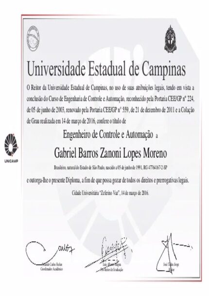 Buy college degree from the Universidade Estadual de Campinas