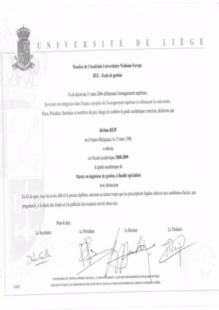 Buy college degree from the Université de Liège