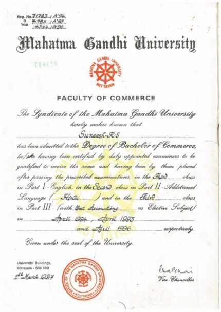 Buy college degree from The Mahatma Gandhi University